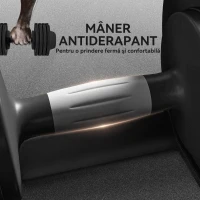 SPORTNOW Set de greutăți reglabile 7/13/18/24 kg cu suport pentru gantere și mâner antialunecare, 37x18x18 cm, negru(m-6)
