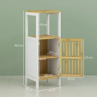 HOMCOM Columna de Baño Mueble Auxiliar de Baño con 1 Estante Abierto 1 Puerta y 1 Estante Ajustable 32x30x90,5 cm Natural(m-3)