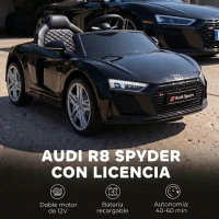 AIYAPLAY Coche Eléctrico para Niños Audi R8 Spyder 12 V con Mando 2,4G 2 Motores Arranque Suave y Suspensión Trasera Negro(m-4)