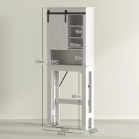 HOMCOM Mueble sobre Inodoro para el Baño con Puerta Corredera de Granero y 6 Compartimentos Estilo Rústico 67x25x172 cm Blanco(m-3)