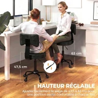 HOMCOM Tabouret à Roulettes, Hauteur Réglable 72-87,5cm, Tabouret de Massage Assise et Dossier Rembourrés, Pivotant 360°, Noir(m-4)