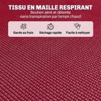 Outsunny Bain de Soleil transat Pliable Dossier inclinable Multi-Positions Acier thermoplastique Lacets élastiques Noir textilène Rouge(m-5)