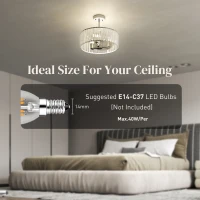 HOMCOM Crystal Ceiling Light Fixture Set of 2, Semi Flush Mount Modern Chandelier for Living Room, Bedroom and Hallway, 3-Lights with E14 Base, Silver Tone(m-5)