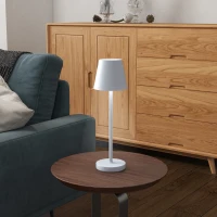 HOMCOM Lámpara de Mesita de Noche Inalámbrica con Luces LED Lámpara de Mesa USB-C Recargable 3 Colores Ø11,2x36,5 cm Gris(m-2)