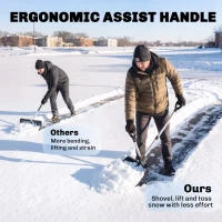 Outsunny Heavy-Duty Snow Shovel with Assist Handle, Portable Snow Pusher with 45cm Wide Blade, Detachable Aluminium Handle(m-4)