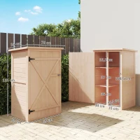 Outsunny Armario de Jardín de Madera para Exterior para Herramientas con 2 Estantes Techo Asfáltico 75x56x115cm Natural(m-3)
