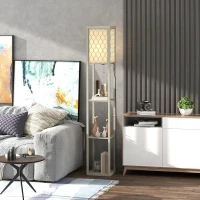 HOMCOM Three-Shelf Standing Lamp - Oak/White(m-10)