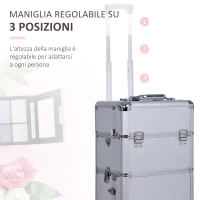 HOMCOM Valigetta Beauty Case in Alluminio, Trucco Professionale Trolley Make up(m-6)