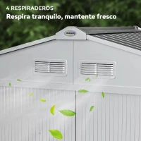 Outsunny Cobertizo de Jardín 2,5 m² para Herramientas con Kit de Cimentación y Puerta para Candado de Acero Gris(m-8)