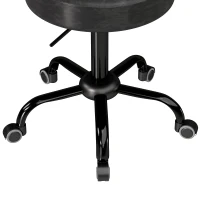 HOMCOM Taburete con Ruedas, Altura Regulable 72-87,5cm, Taburete de Masaje Asiento y Respaldo Acolchados, Giro 360°, Negro(m-9)