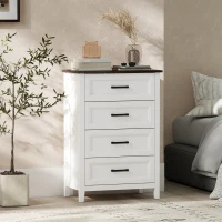 HOMCOM Cómoda Dormitorio Estrecho y Alto con Encimera Efecto Madera Cajonera para Espacios Pequeños 60x35x87 cm Blanco(m-10)