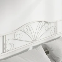 HOMCOM Canopy Bed Frame King Size, Metal Platform Bed Frame with Headboard and Footboard, Underbed Storage, White(m-13)
