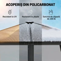 Outsunny Pavilion exterior 3x3 m cu acoperiș rigid, gri închis(m-4)