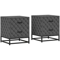 HOMCOM Bedside Tables Set of 2, Modern Bedside Table Nightstand with 2 Drawers, Bedside Cabinet Sofa Side Table with Storage, Steel Legs for Bedroom, Living Room, Grey(m-1)