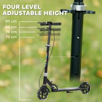 AIYAPLAY Scooter for Kids Aged 3-8 Years, with Adjustable Handle, Two Light Up Wheels, Handbrake, Rear Brake, Black(m-4)