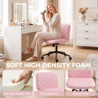 HOMCOM extra nail tech rolling retro fabric cute teenager arms hairdresser on chairs desks spinny comfortable beauty(m-5)