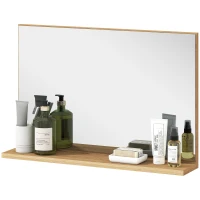 kleankin Specchio Bagno da Parete con Mensola Design Moderno e Multiuso, 60x12x40 cm, Legno(m-10)