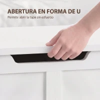 HOMCOM Baúl de Almacenaje 100L con Bisagra de Seguridad Asa con Recorte en U para Recibidor Salón 80x40x45 cm Blanco(m-18)