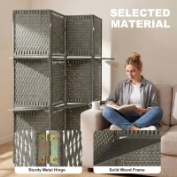 HOMCOM Wave Fibre Freestanding Folding Privacy Screen Panels, Room Divider, Grey(m-5)