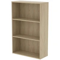 HOMCOM Estante de Armazenamento com 3 Compartimentos e Prateleira Ajustável 60x24x93 cm Madeira Natural(m-1)