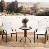 Outsunny Set Mobilier de Grădină din 3 Piese cu Scaune Suprapozabile și Masă din Sticlă, 54x71x93 cm, Gri Închis(m-10)