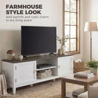 HOMCOM TV Unit for TVs up to 42 Inch, Farmhouse Entertainment Centre with 2 Open Shelves, 2 Cabinets and Thick Top(m-4)