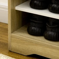 HOMCOM Shoe Storage with Double Doors and Open Shelves 13 Pair Shoe Storage Organizer for Entryway Hallway Natural and White(m-9)