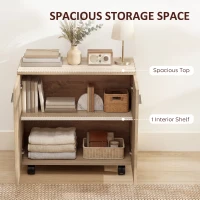 HOMCOM Mobile Sideboard Cabinet with 2 Doors and Internal Shelves for Living Room, Bedroom, 60L x 35W x 65H cm, Natural Wood(m-4)