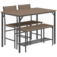 HOMCOM Four-Piece Dining Set, With Table, Chairs and Bench(m-1)