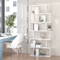 HOMCOM Estantería para Libros Moderna Librería con 6 Estantes para Comedor Salón Estudio 80x23x192 cm Blanco(m-10)