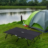 Outsunny Double Camping Cot Bed, with Bag - Black(m-10)