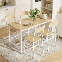 HOMCOM Juego de 2 Sillas de Comedor Sillas de Cocina con Respaldo Inclinado Estructura Metálica Natural(m-8)