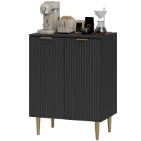 HOMCOM Sideboard Buffet Cabinet, Modern Kitchen Storage Cabinet with Adjustable Shelves and Metal Legs, Black(m-11)
