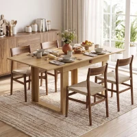 HOMCOM Folding Dining Table Under-Table Storage Extendable Kitchen Table Steel Rail Oak Effect(m-9)