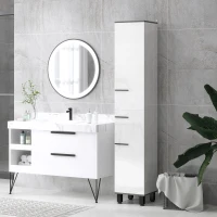 HOMCOM 190cm Slim Bathroom Storage Cabinet - White(m-2)