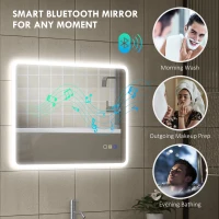 HOMCOM 80 x 60cm LED Bathroom Mirror, with Bluetooth - Silver Tone(m-5)
