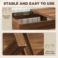 HOMCOM Folding Dining Table Under-Table Storage Extendable Kitchen Table Steel Rail Grey Wood Effect(m-6)