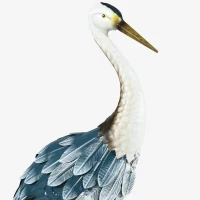 Outsunny Heron Garden Statues, Standing Garden Ornament, Metal Garden Gift with Stakes, Blue & White(m-9)