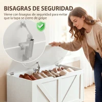 HOMCOM Baúl de Almacenaje 100L con Bisagra de Seguridad Asa con Recorte en U para Recibidor Salón 80x40x45 cm Blanco(m-17)