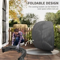 Outsunny Double Hanging Egg Chair 2 Seaters Texteline Swing Hammock Chair with Stand, Cushion and Folding Design, for Indoor and Outdoor, Grey(m-19)