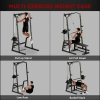 SPORTNOW Power Cage Power Rack with 15-Level Squat Rack, Cable Pulley System, Lat Pulldown & Pull Up Bar(m-4)