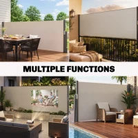 Outsunny Store latéral brise-vue paravent rétractable 3 x 1 m alu. polyester anti-UV haute densité 180 g/m² gris(m-8)