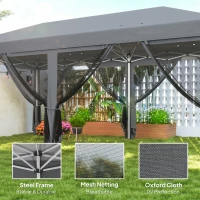 Outsunny 6 x 3m Pop Up Gazebo - Outdoor Canopy Shelter, Marquee Party Wedding Tent with 6 Mesh Walls and Carry Bag, Grey(m-4)