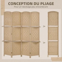 HOMCOM Paravent séparateur de pièce 4 panneaux 160 x170 cm avec 2 étagères, pliable, en bois(m-4)