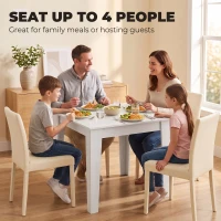 HOMCOM Dining Table for 4, 80L x 80W x 75Hcm, Modern Square Kitchen Table, White(m-4)