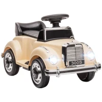 HOMCOM Macchina Elettrica per Bambini 18 Mesi-4 Anni con clacson, Musica e USB, Licenza Mercedes-Benz, Beige(m-1)
