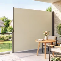 Outsunny Retractable Sun Side Awning Screen Fence for Patio, Garden Wall, Balcony Screening Panel, Outdoor Blind Privacy Divider (3x2M, Cream)(m-13)