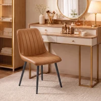 HOMCOM Set de 2 scaune de sufragerie moderne, spătar și șezut curbat, cu tapițerie sintetică, 51x61x78cm, maro(m-5)
