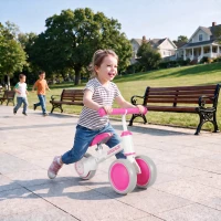 AIYAPLAY Bicicleta sin Pedales Limitado a 135° Asiento Ajustable Ruedas Traseras con Luces para Niños y Niñas de 1 a 2 Años Rosa(m-8)