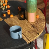 HOMCOM Masă de Dining pentru 4-6 Persoane cu 2 Rafturi Integrate, din Oțel și MDF, Ø100x76 cm, Negru și Maro(m-8)